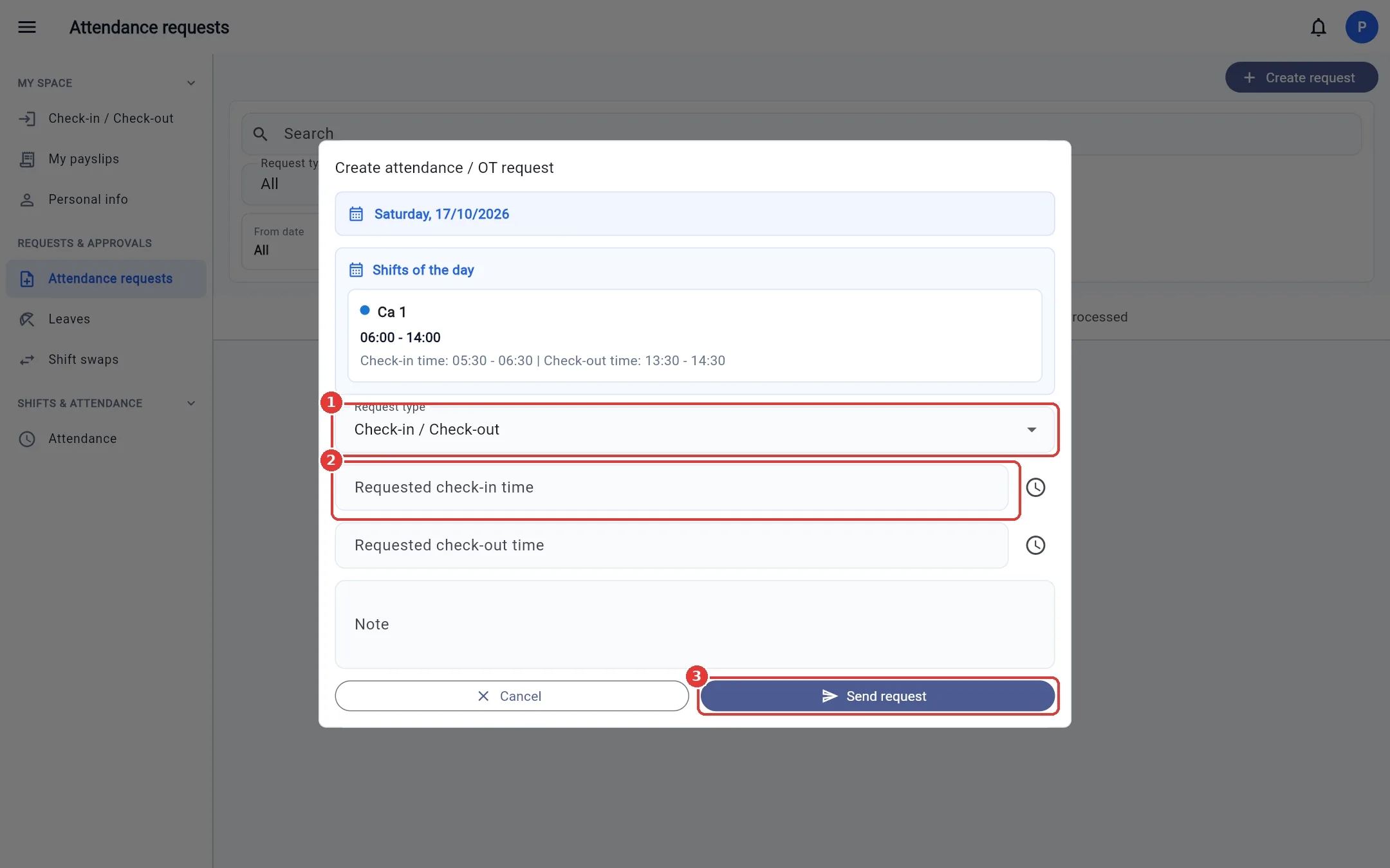 Create an attendance request