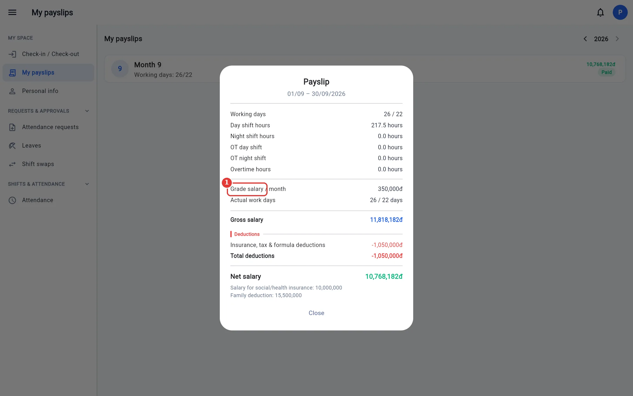 Payslip details
