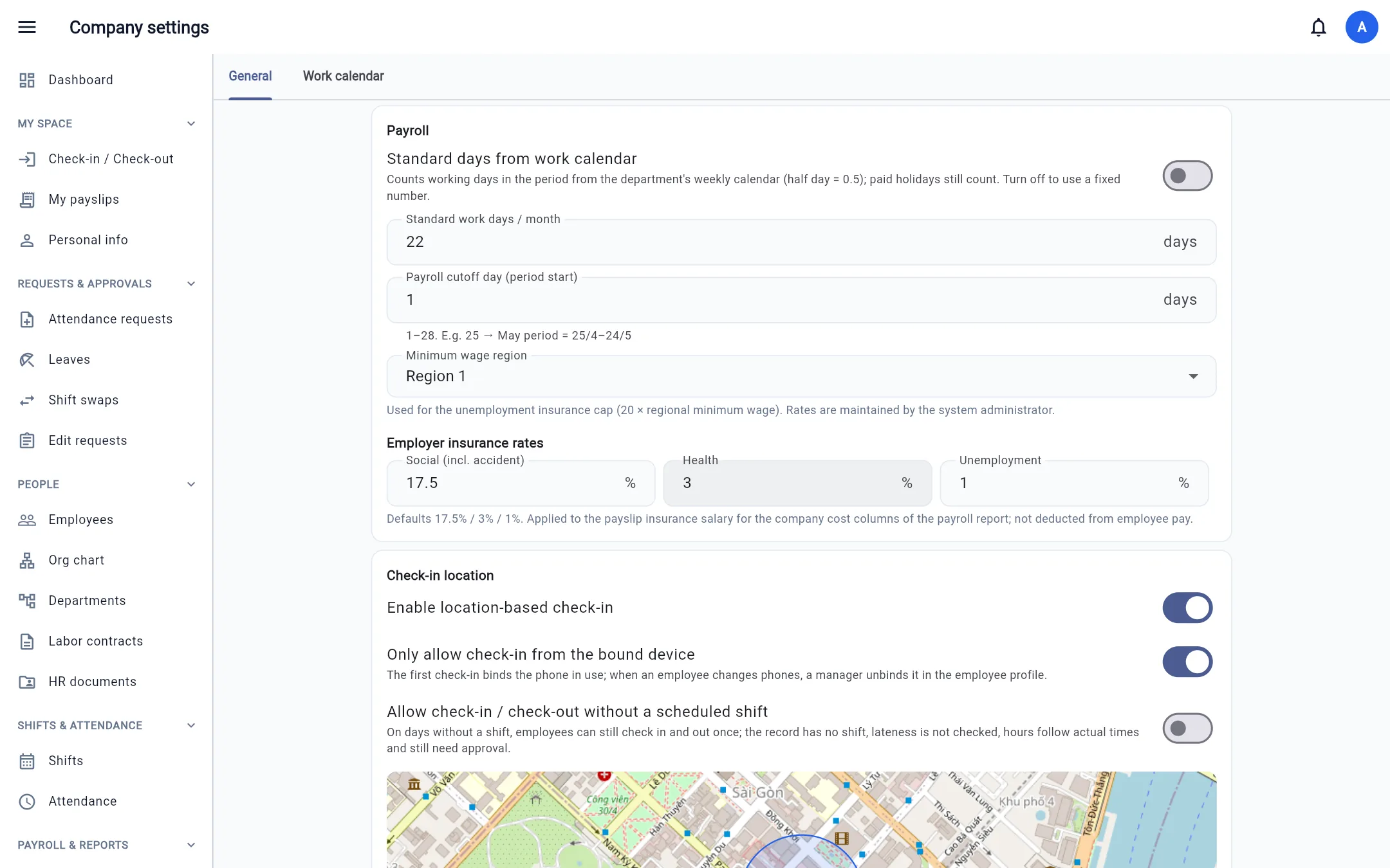 Check-in location and devices